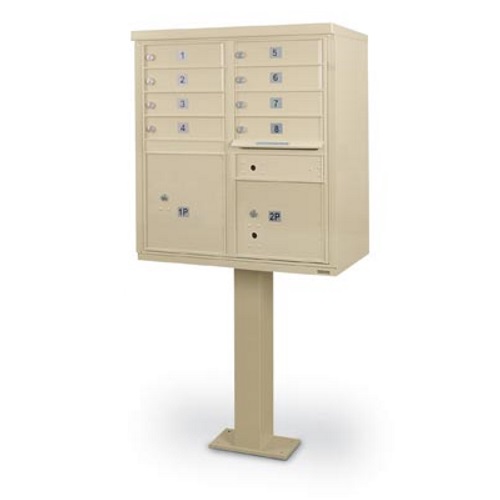 CAD Drawings American Postal Manufacturing Co. 8 Door F-Spec Cluster Box Unit with Pedestal